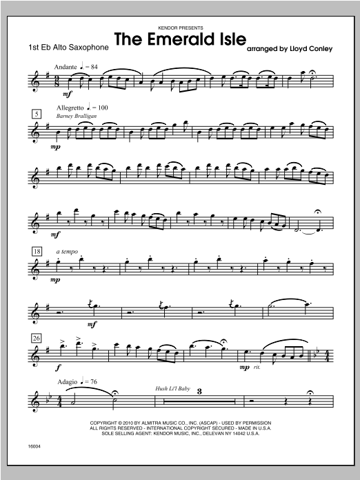 Emerald Isle, The - Alto Sax 1 (Woodwind Ensemble) von Conley