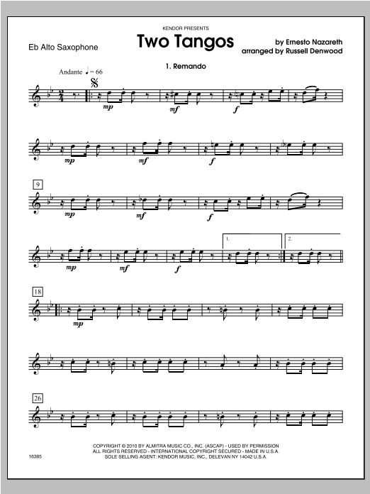 Two Tangos - Alto Sax (Woodwind Ensemble) von Denwood
