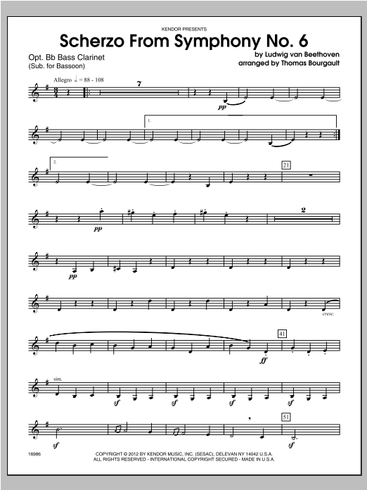 Scherzo From Symphony No. 6 - Bass Clarinet (Woodwind Ensemble) von Bourgault