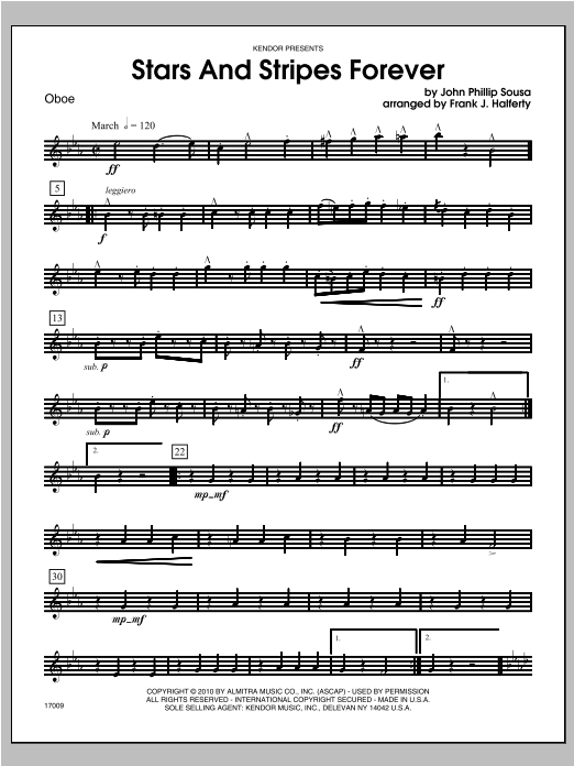 Stars And Stripes Forever - Oboe (Woodwind Ensemble) von Halferty