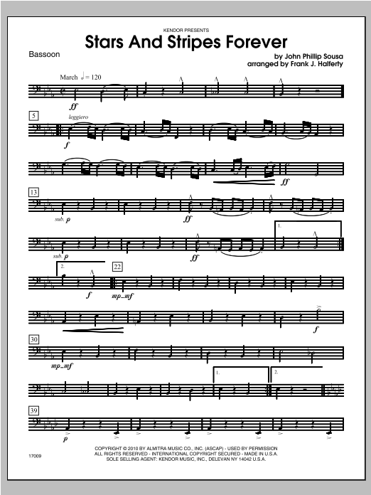 Stars And Stripes Forever - Bassoon (Woodwind Ensemble) von Halferty