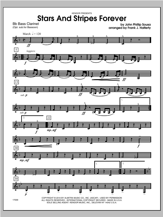 Stars And Stripes Forever - Bass Clarinet (Woodwind Ensemble) von Halferty