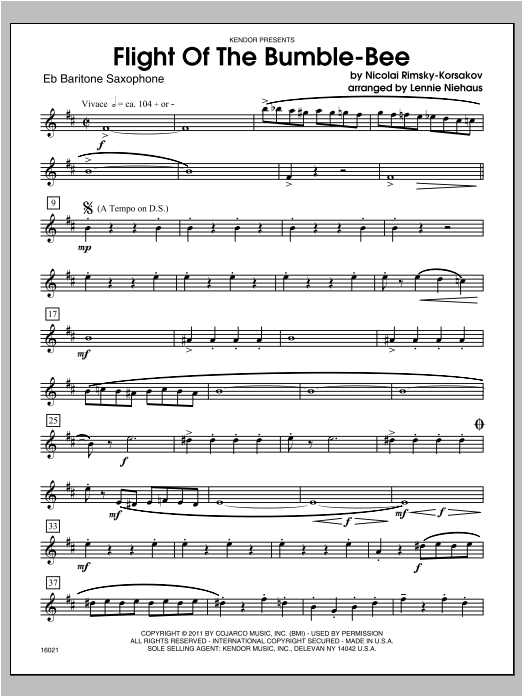 Flight Of The Bumble-Bee - Baritone Sax (Woodwind Ensemble) von Niehaus