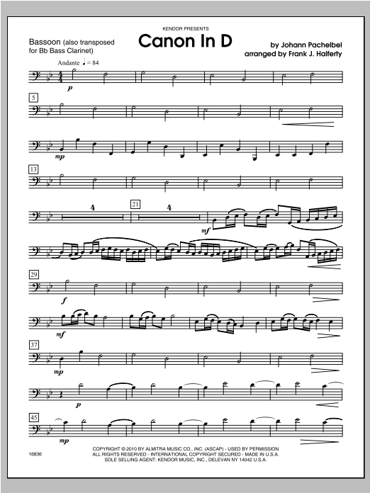 Canon In D - Bassoon (Woodwind Ensemble) von Halferty