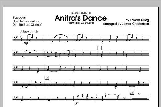 Anitra's Dance (from Peer Gynt Suite) - Bassoon (Woodwind Ensemble) von Christensen
