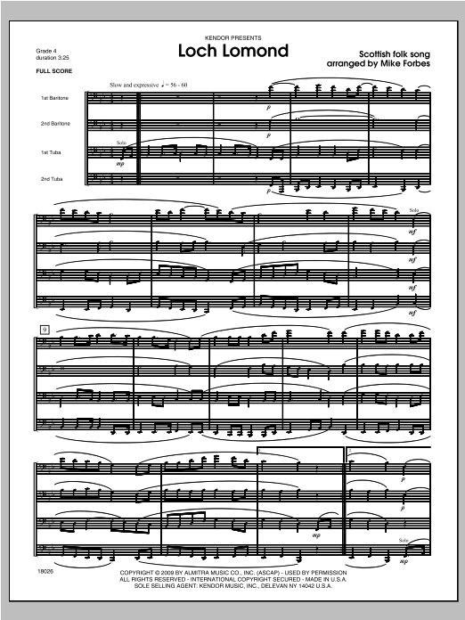 Loch Lomond - Full Score (Brass Ensemble) von Forbes