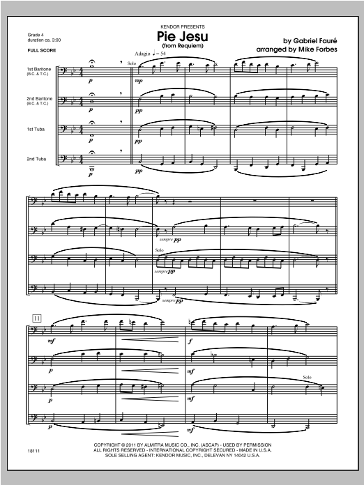 Pie Jesu (from Requiem) - Full Score (Brass Ensemble) von Forbes