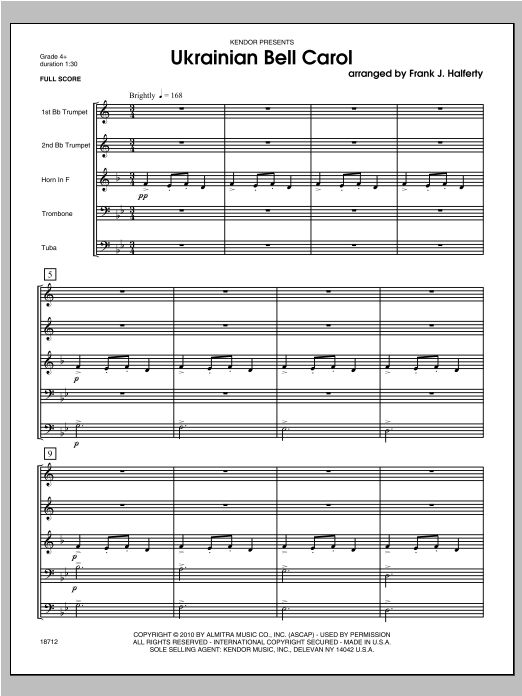 Ukrainian Bell Carol - Full Score (Brass Ensemble) von Halferty