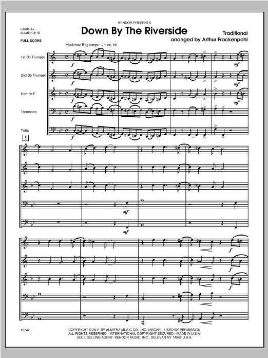Down by the Riverside - Full Score (Brass Ensemble) von Frackenpohl
