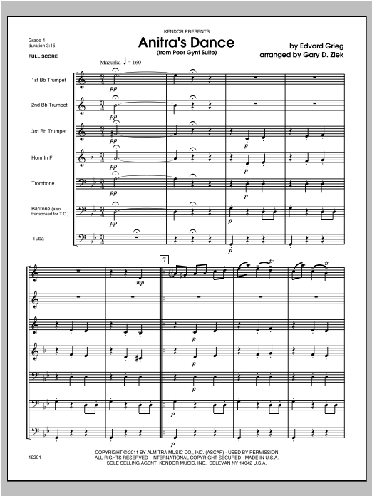 Anitra's Dance - Full Score (Brass Ensemble) von Ziek