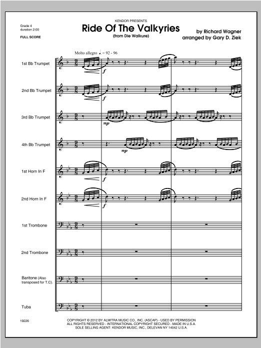 Ride Of The Valkyries (from Die Walkure) - Full Score (Brass Ensemble) von Ziek