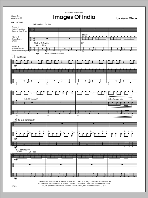 Images Of India - Full Score (Percussion Ensemble) von Mixon