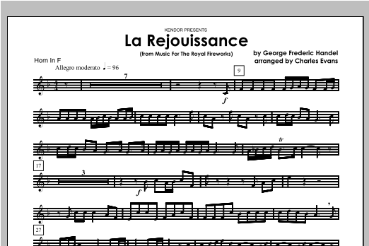 La Rejouissance (from Music For The Royal Fireworks) - Horn (Brass Ensemble) von Evans