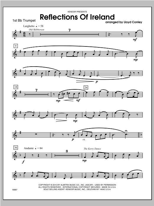 Reflections Of Ireland - Trumpet 1 (Brass Ensemble) von Conley