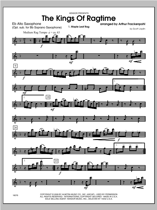 Kings Of Ragtime, The - Alto Sax (Woodwind Ensemble) von Arthur Frackenpohl