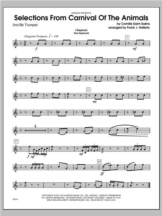 Selections From Carnival Of The Animals - Trumpet 2 (Brass Ensemble) von Halferty