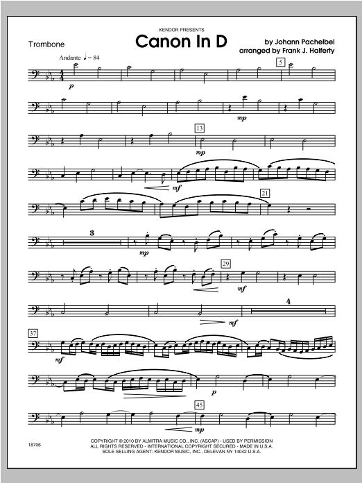 Canon In D - Trombone (Brass Ensemble) von Halferty