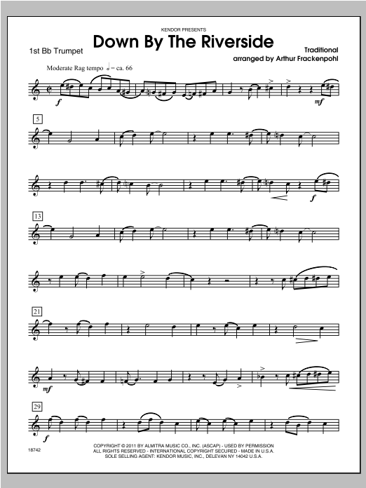 Down by the Riverside - Trumpet 1 (Brass Ensemble) von Frackenpohl
