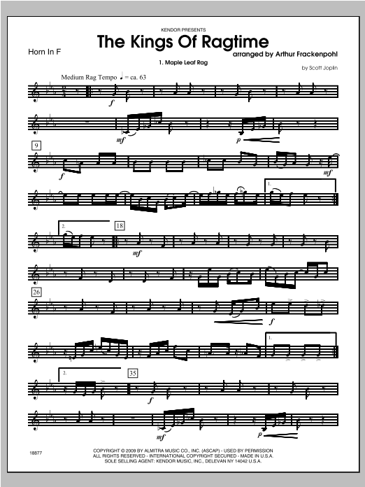 Kings Of Ragtime, The - Horn (Brass Ensemble) von Arthur Frackenpohl
