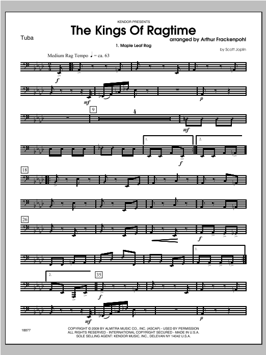 Kings Of Ragtime, The - Tuba (Brass Ensemble) von Arthur Frackenpohl