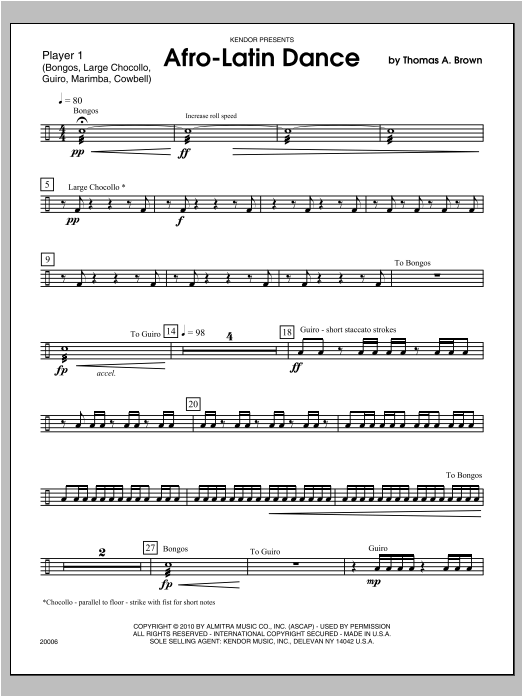 Afro-Latin Dance - Percussion 1 (Percussion Ensemble) von Tom Brown