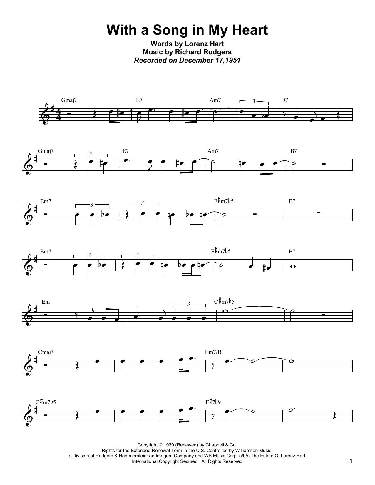 With A Song In My Heart (Tenor Sax Transcription) von Sonny Rollins