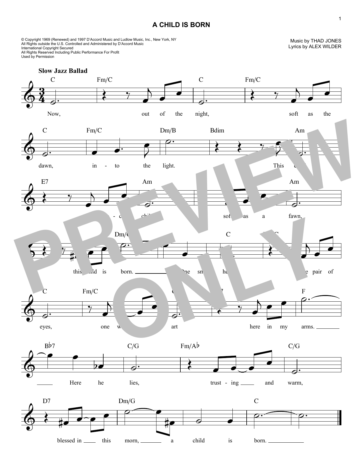 A Child Is Born (Lead Sheet / Fake Book) von Thad Jones