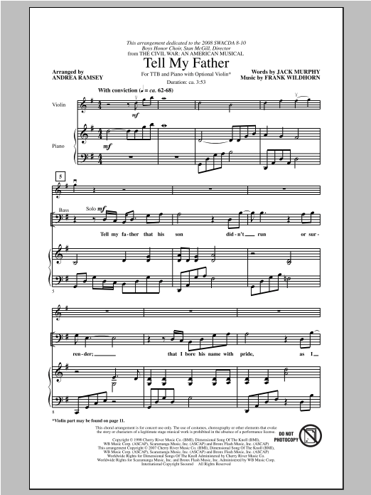 Tell My Father (from The Civil War: An American Musical) (arr. Andrea Ramsey) (TTBB Choir) von Jack Murphy and Frank Wildhorn