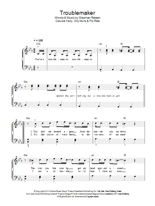 Troublemaker (Easy Piano) von Olly Murs