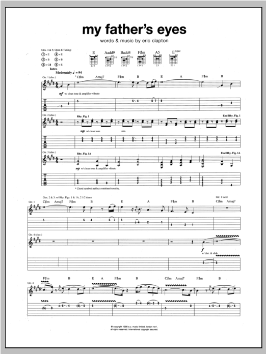 My Father's Eyes (Guitar Tab) von Eric Clapton