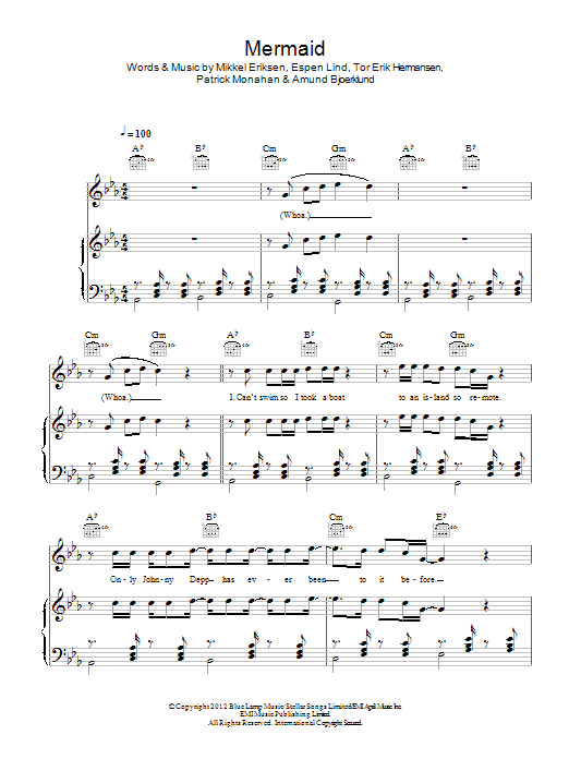 Mermaid (Piano, Vocal & Guitar Chords) von Train