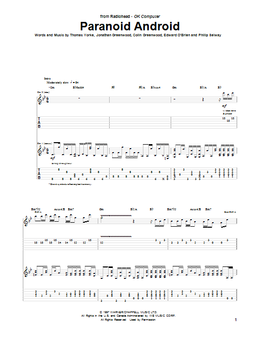 Paranoid Android (Guitar Tab) von Radiohead