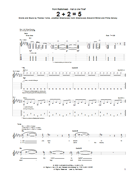 2 + 2 = 5 (Guitar Tab) von Radiohead