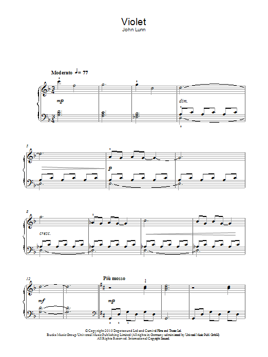 Violet (Easy Piano) von John Lunn