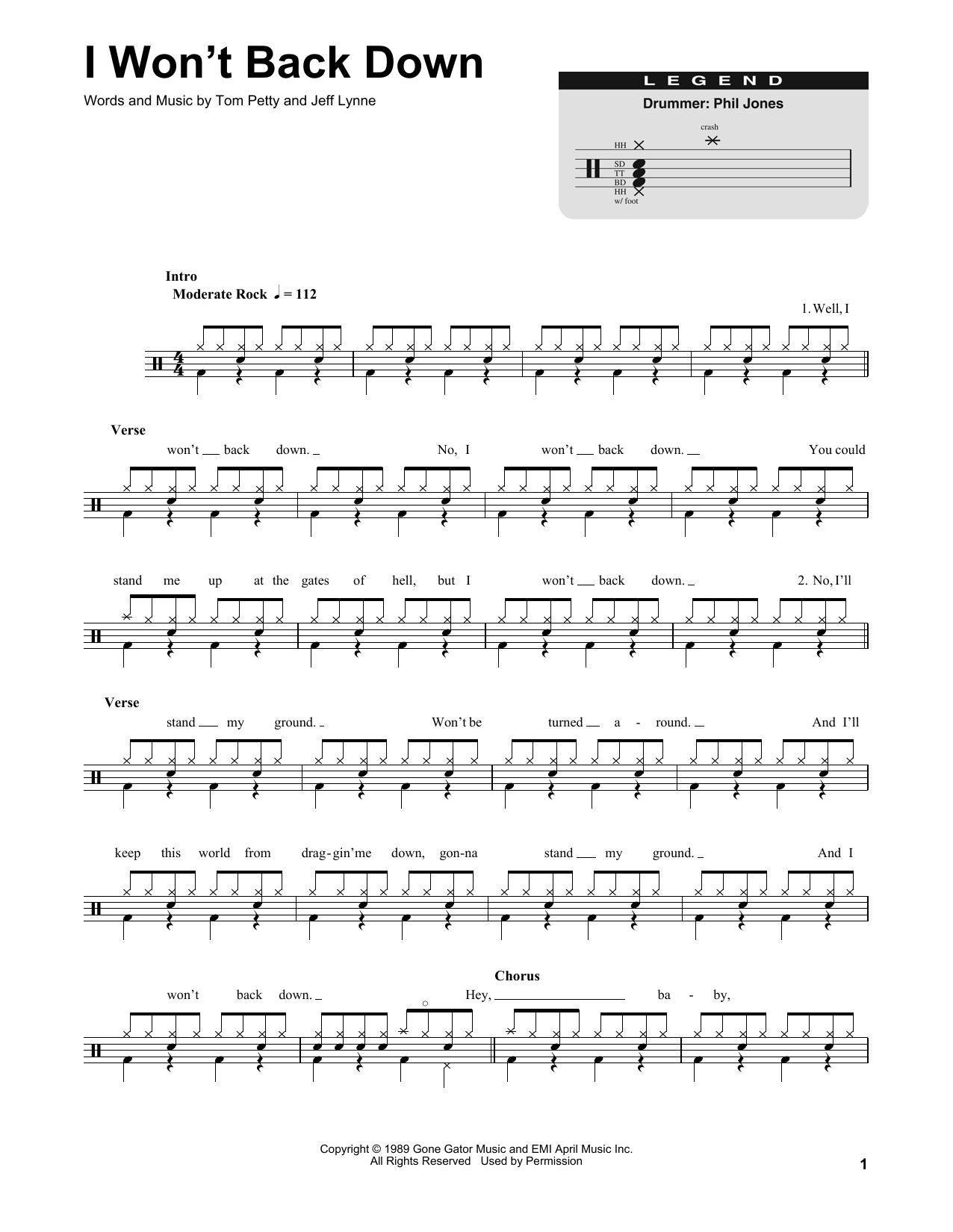 I Won't Back Down (Drums Transcription) von Tom Petty