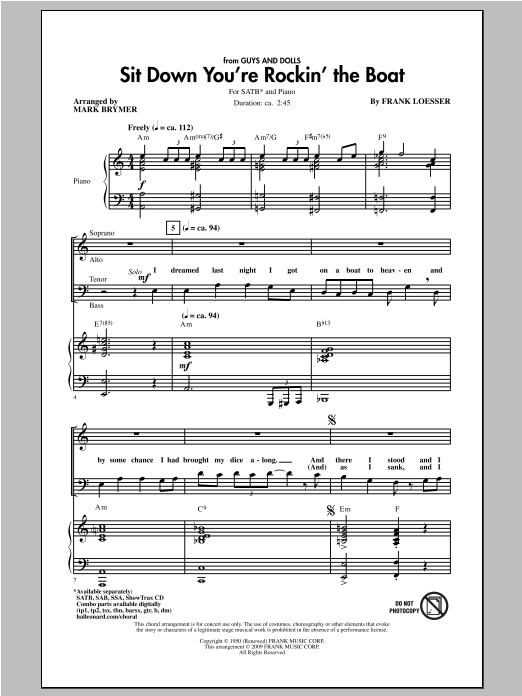 Sit Down You're Rockin' The Boat (SATB Choir) von Mark Brymer