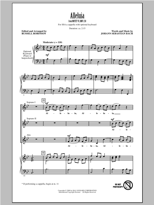 Alleluia (from Motet VI, BWV 230) (SSA Choir) von Russell Robinson