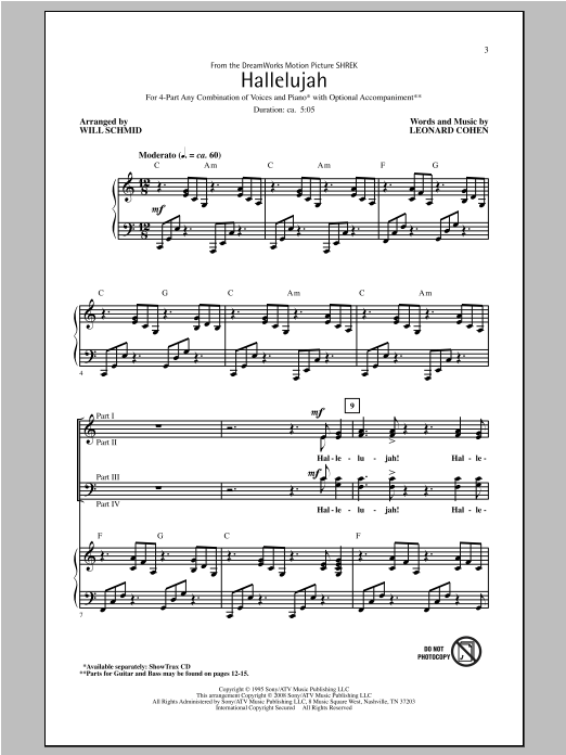 Hallelujah (4-Part Choir) von Will Schmid
