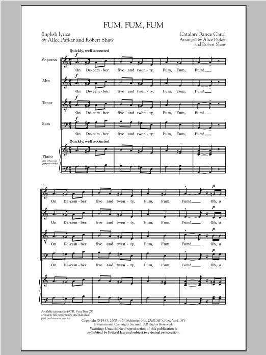 Fum, Fum, Fum (SATB Choir) von Robert Shaw