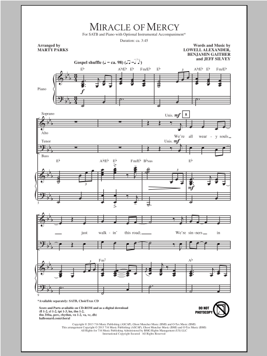 Miracle Of Mercy (SATB Choir) von Marty Parks