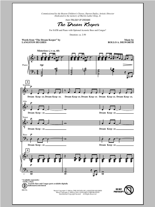 The Dream Keeper (from Trilogy of Dreams) (SATB Choir) von Rollo Dilworth