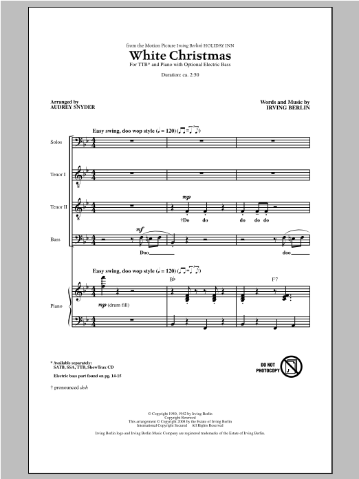 White Christmas (arr. Audrey Snyder) (TTBB Choir) von Irving Berlin