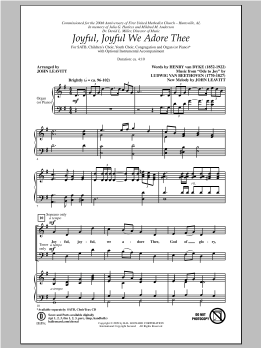 Joyful, Joyful, We Adore Thee (SATB Choir) von John Leavitt