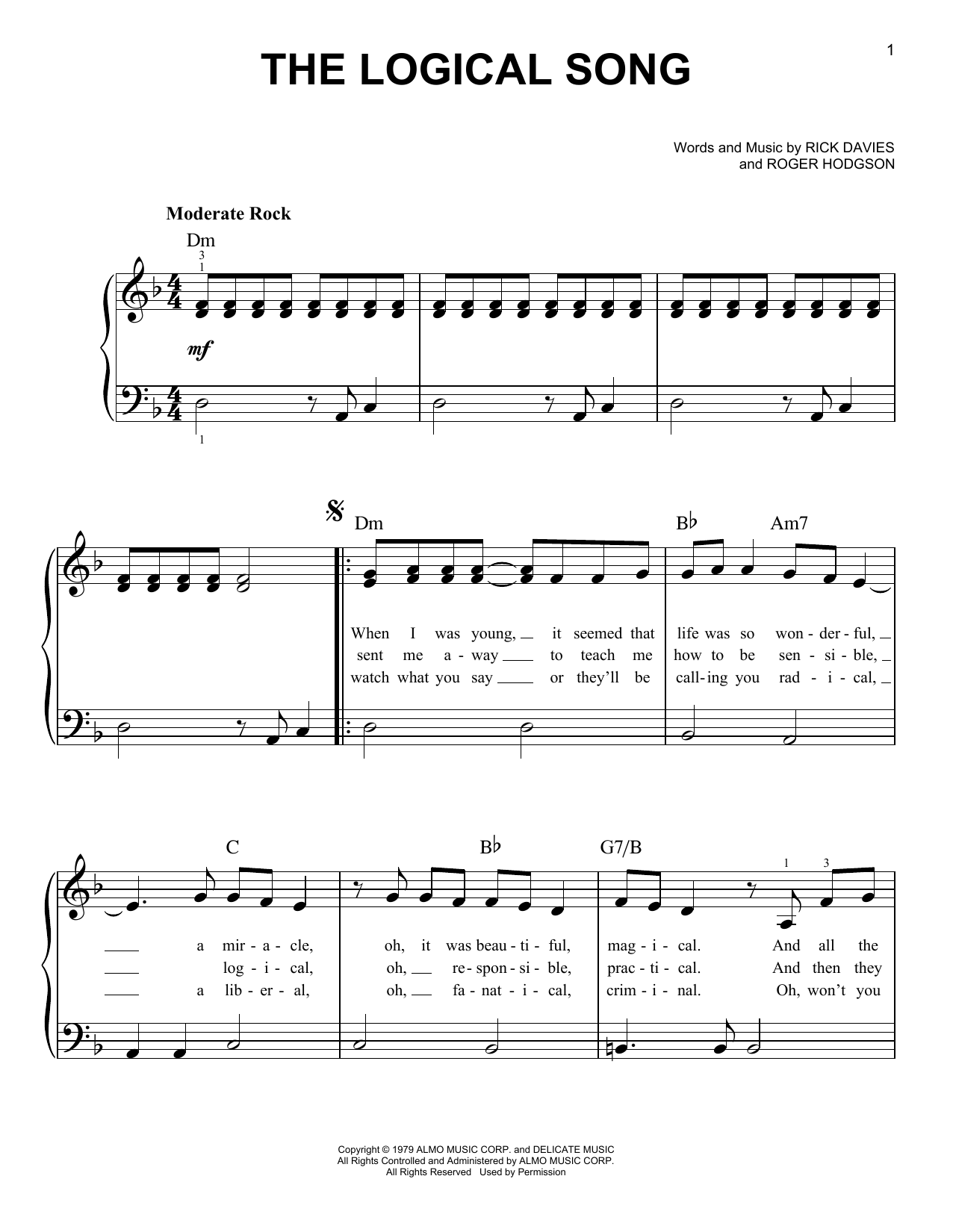 The Logical Song (Easy Piano) von Supertramp