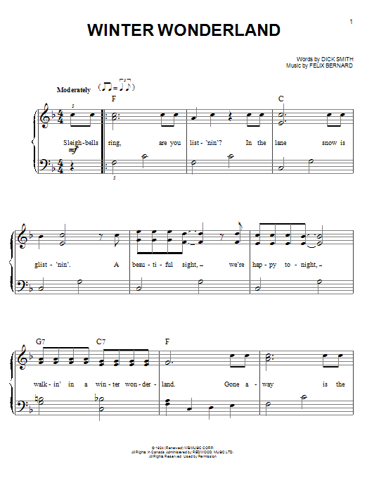 Winter Wonderland (Easy Piano) von Dick Smith