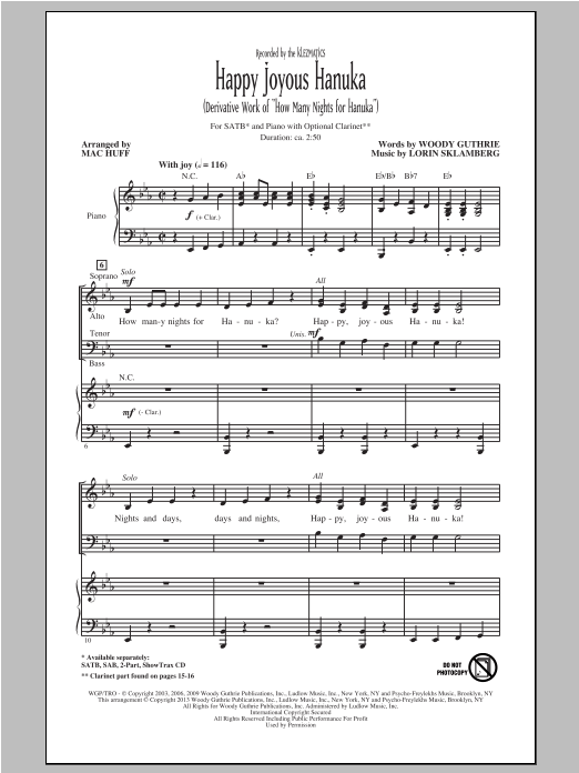 Happy Joyous Hanuka (SATB Choir) von Mac Huff