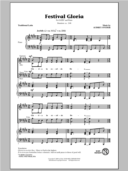 Festival Gloria (SATB Choir) von Audrey Snyder