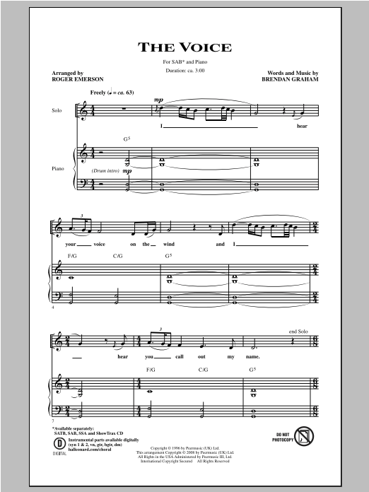The Voice (SAB Choir) von Roger Emerson