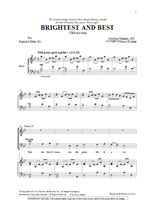 Brightest And Best (TTBB Choir) von Shawn Kirchner