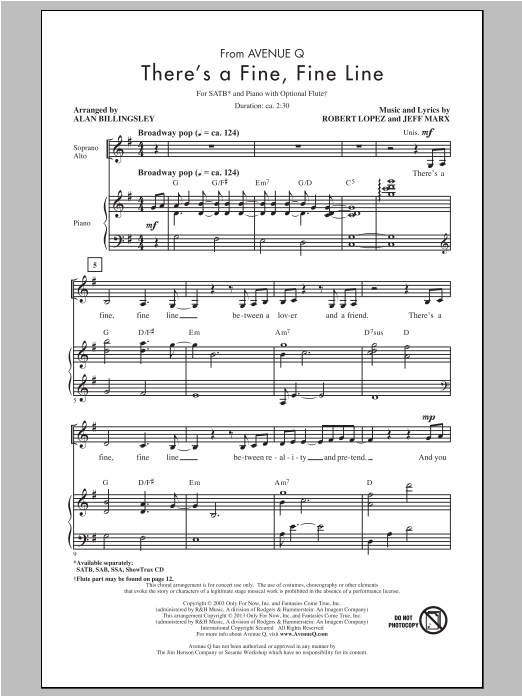 There's A Fine, Fine Line (from Avenue Q) (SATB Choir) von Robert Lopez & Jeff Marx